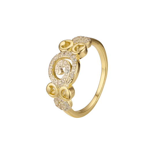 Anéis fashion com cluster de redemoinho Flora banhados em ouro 14K em dois tons