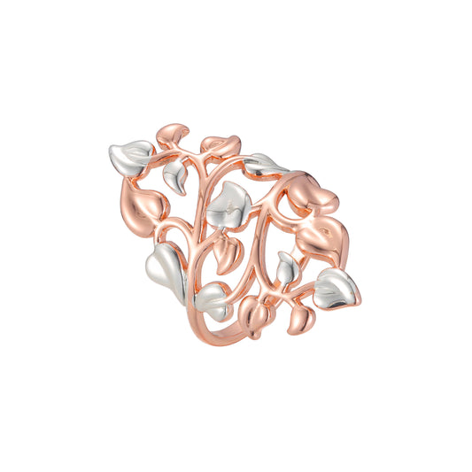 .Элегантные модные кольца с тысячей листьев, покрытые розовым золотом двух цветов.