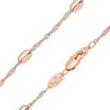 Correntes de elos Oval Beads Singapore banhadas em ouro 14K, ouro rosa, dois tons, ouro branco