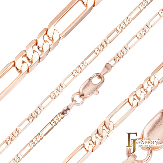 Klassische Figaro-Gliederkette aus Roségold, zweifarbig