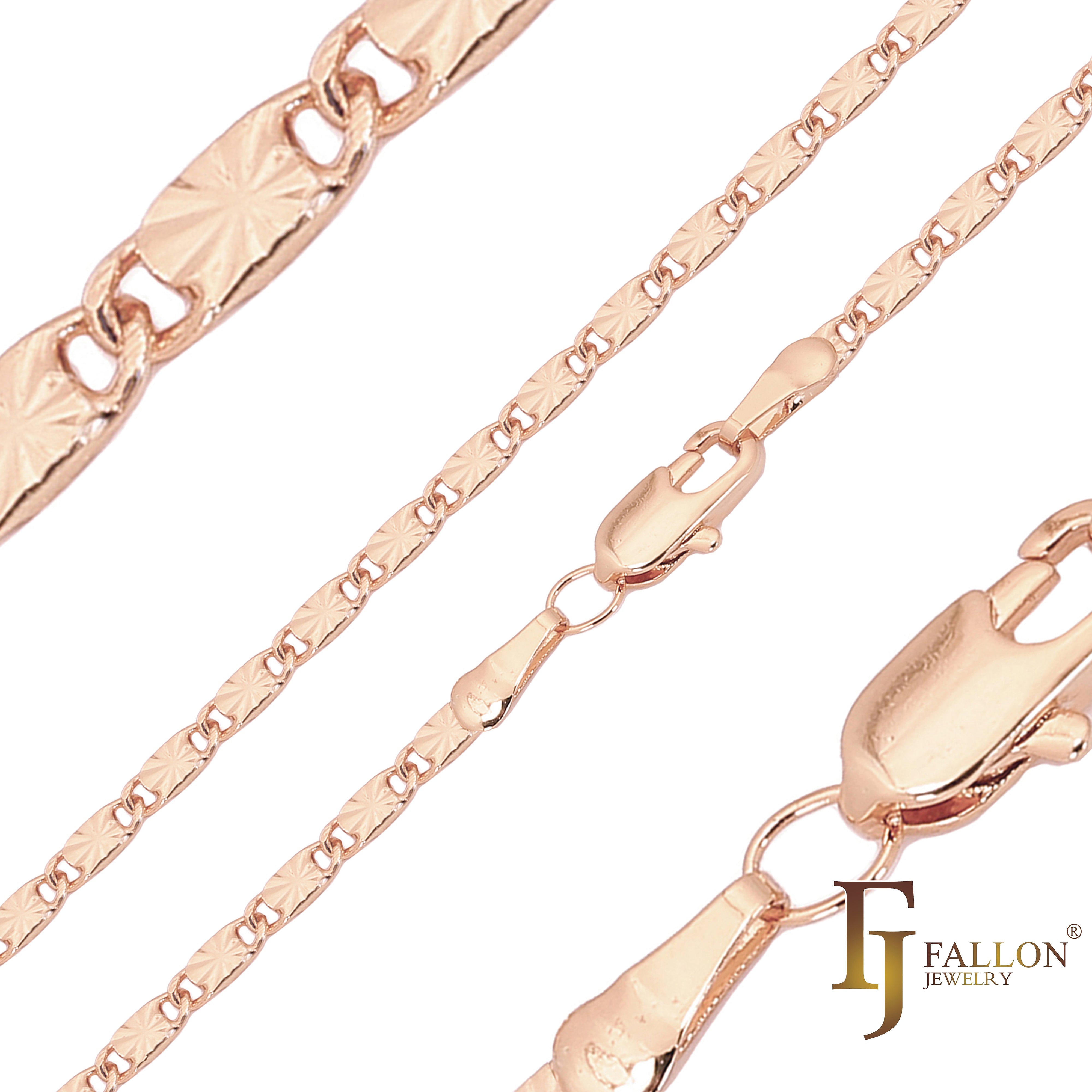 .Классические цельнолитые кованые цепи в форме улитки с солнечными лучами, покрытые белым золотом, 14-каратным золотом, розовым золотом, двухцветные