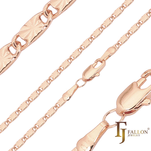 Correntes clássicas marteladas em formato de caracol maciço banhadas a ouro branco, ouro 14K, ouro rosa, dois tons