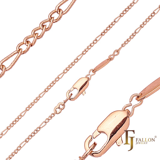 Тросовые цепочки с фантазийными звеньями, покрытые 14-каратным золотом, розовым золотом