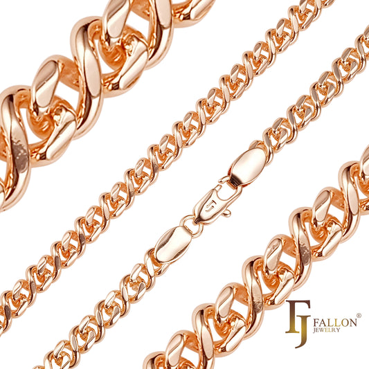 .Cadenas Classic Infinity de 8 eslabones chapadas en Oro Blanco, Oro 14K, Oro Rosa, bicolor