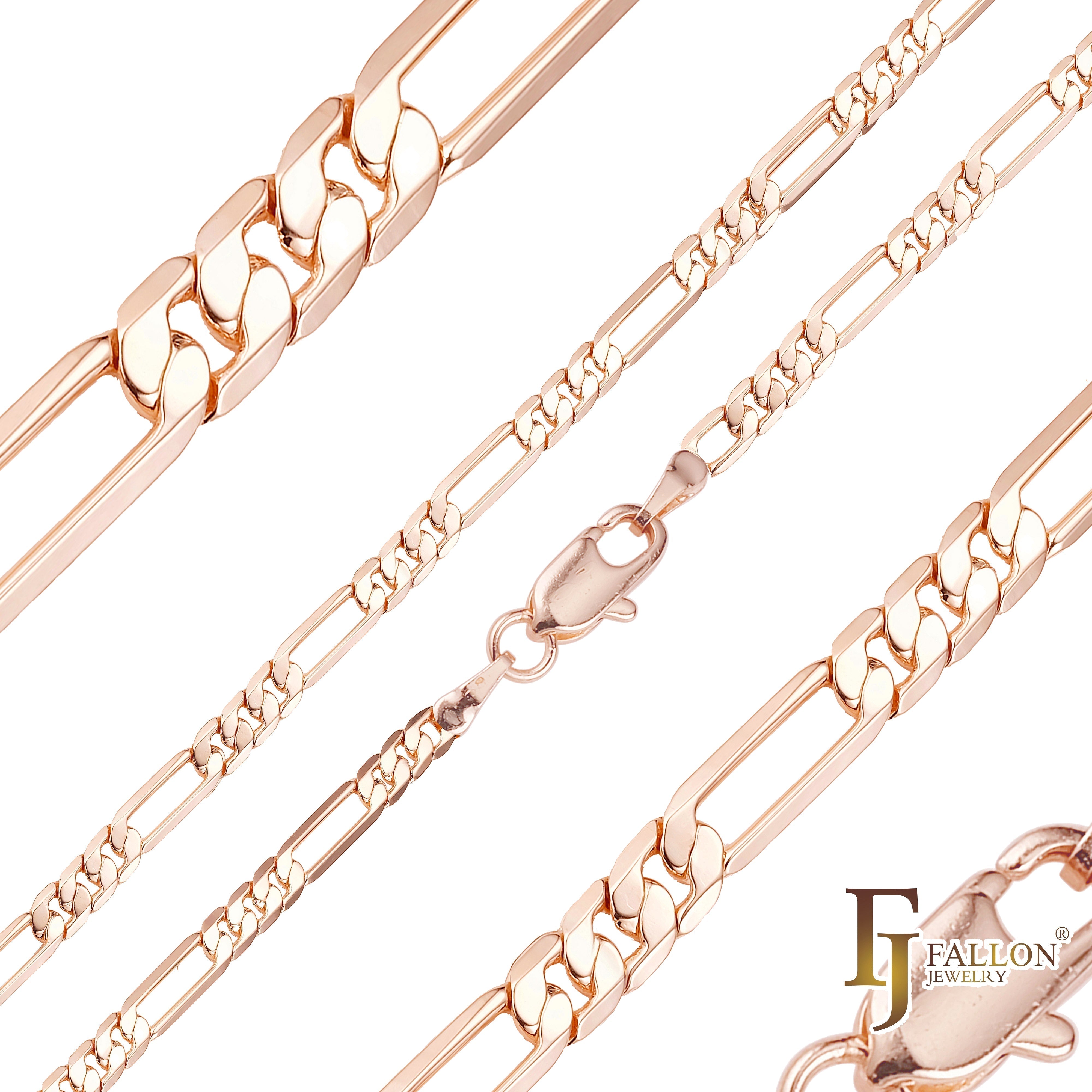 Eslabón Figaro clásico Oro rosa, Cadenas bicolor
