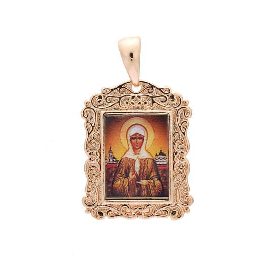 Colgante Retrato de Santa Matrona Oro rosa