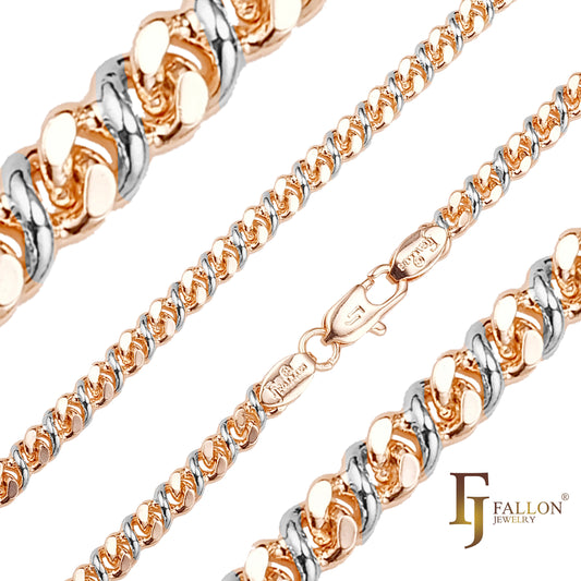 Infinity 8 圆形链节 1.5mm-4mm 链条，镀 14K 金、玫瑰金、白金，两种色调