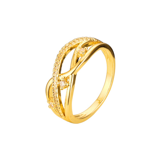 Обручальное кольцо с мощеными камнями из 18-каратного золота, 14-каратного золота и цветов покрытия из розового золота