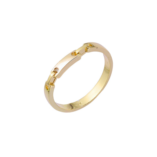 Anéis de elo de corrente masculinos em ouro 14K, ouro rosa, duas cores de revestimento