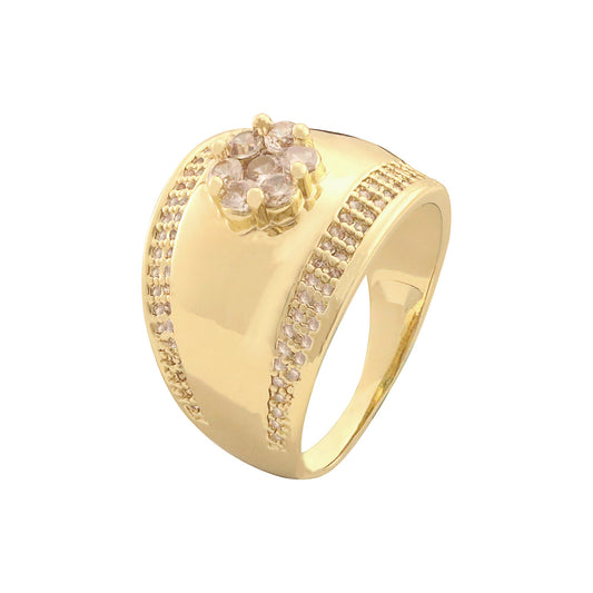 Широкие кольца из 14-каратного золота с кластерами из розового золота