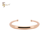 Plain shape 14K Gold, Rose Gold, White Gold beads open bangle bracelets