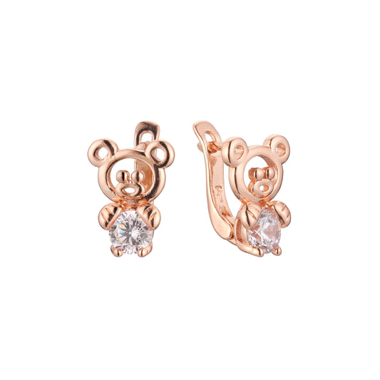 Bear child 14K 金、玫瑰金耳环，双色