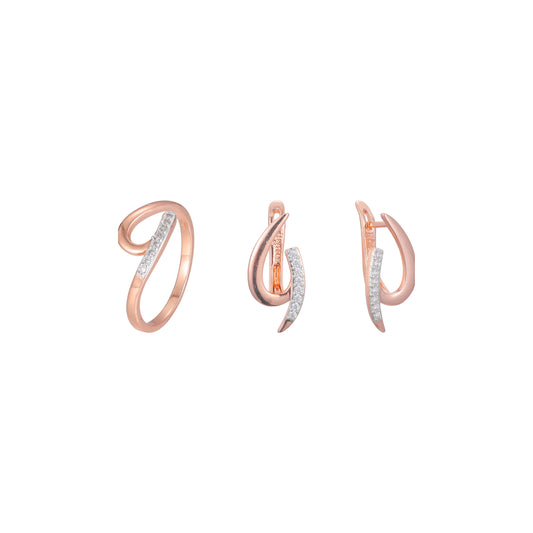 Conjunto de joyería minimalista redondo y puntiagudo chapado en oro rosa
