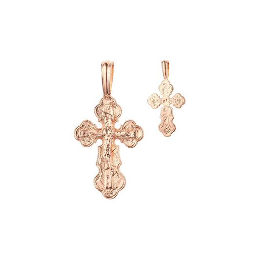 .Подвеска «Православный крест» с покрытием из розового золота и белого золота.