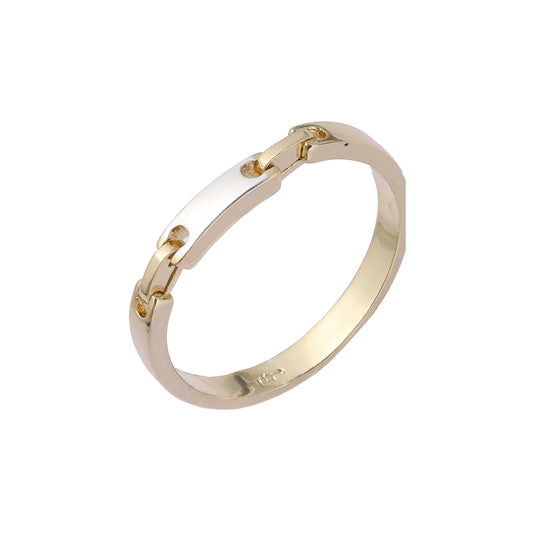Anéis de elo de corrente masculinos em ouro 14K, ouro rosa, duas cores de revestimento