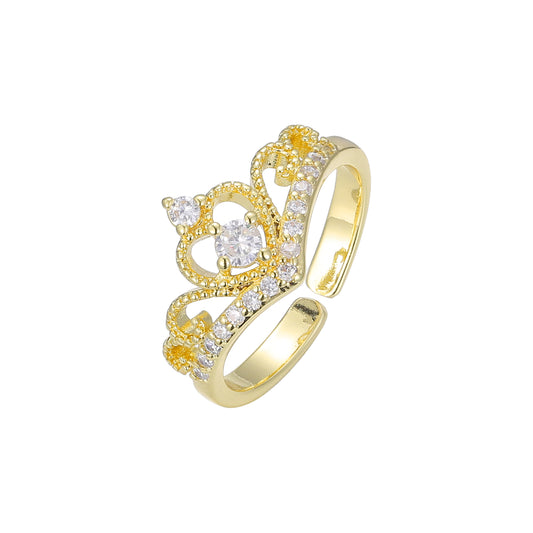 Открытые кольца с короной из Жёлтое золото 585 пробы
