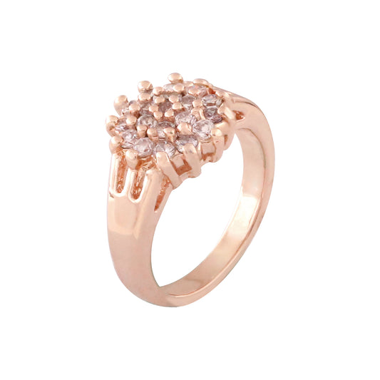 Cluste flor branca CZs anéis de ouro rosa