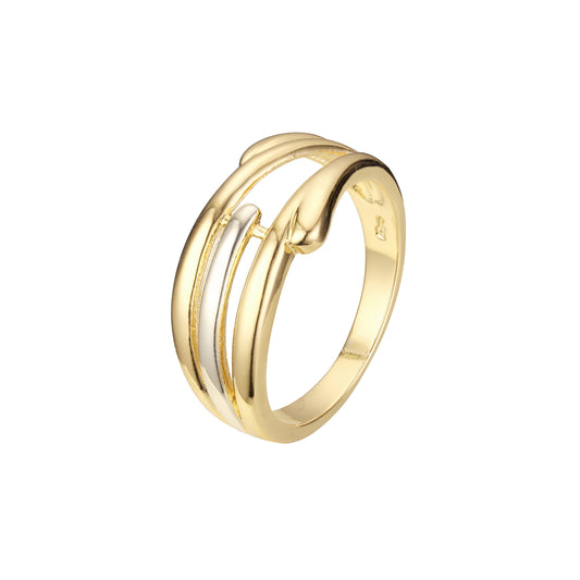Простые дизайнерские кольца из 18-каратного золота, Красное золото 585 пробы, Жёлтое золото 585 пробы, двухцветного покрытия