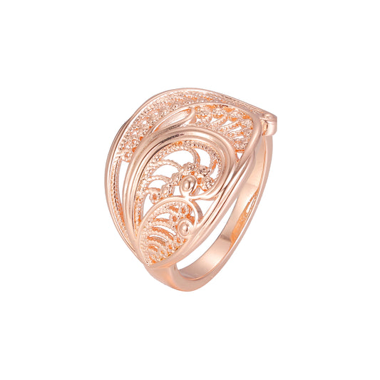 Anéis de filigrana renascentistas banhados a ouro rosa