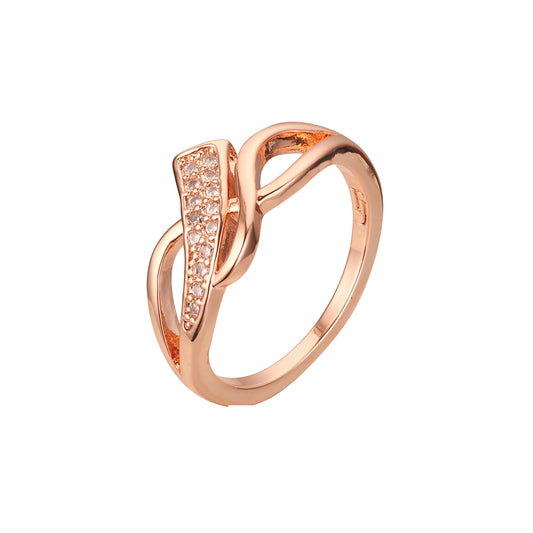 Anéis entrelaçados em ouro rosa, duas cores de revestimento
