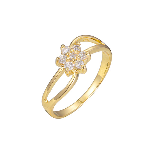 Anéis de flor de cluster em ouro 18K, ouro 14K, cores banhadas a ouro rosa