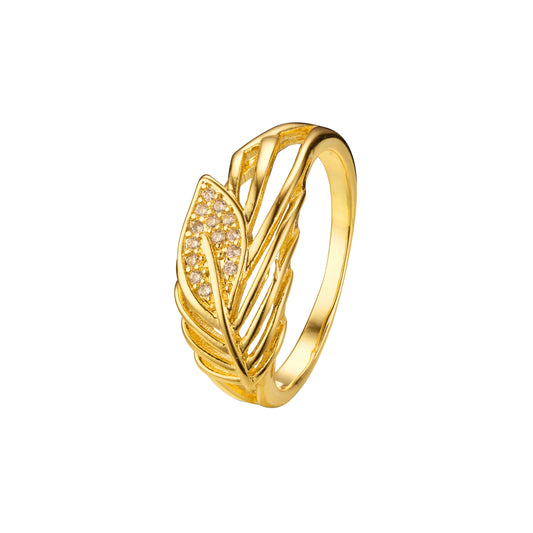 Модные листья кольца из 18-каратного золота, Жёлтое золото 585 пробы, цвета покрытия из Красное золото 585 пробы
