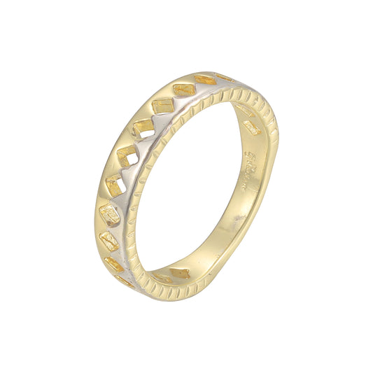 Новое обручальное кольцо с ромбом, Желтое золото 585, двухцветные кольца
