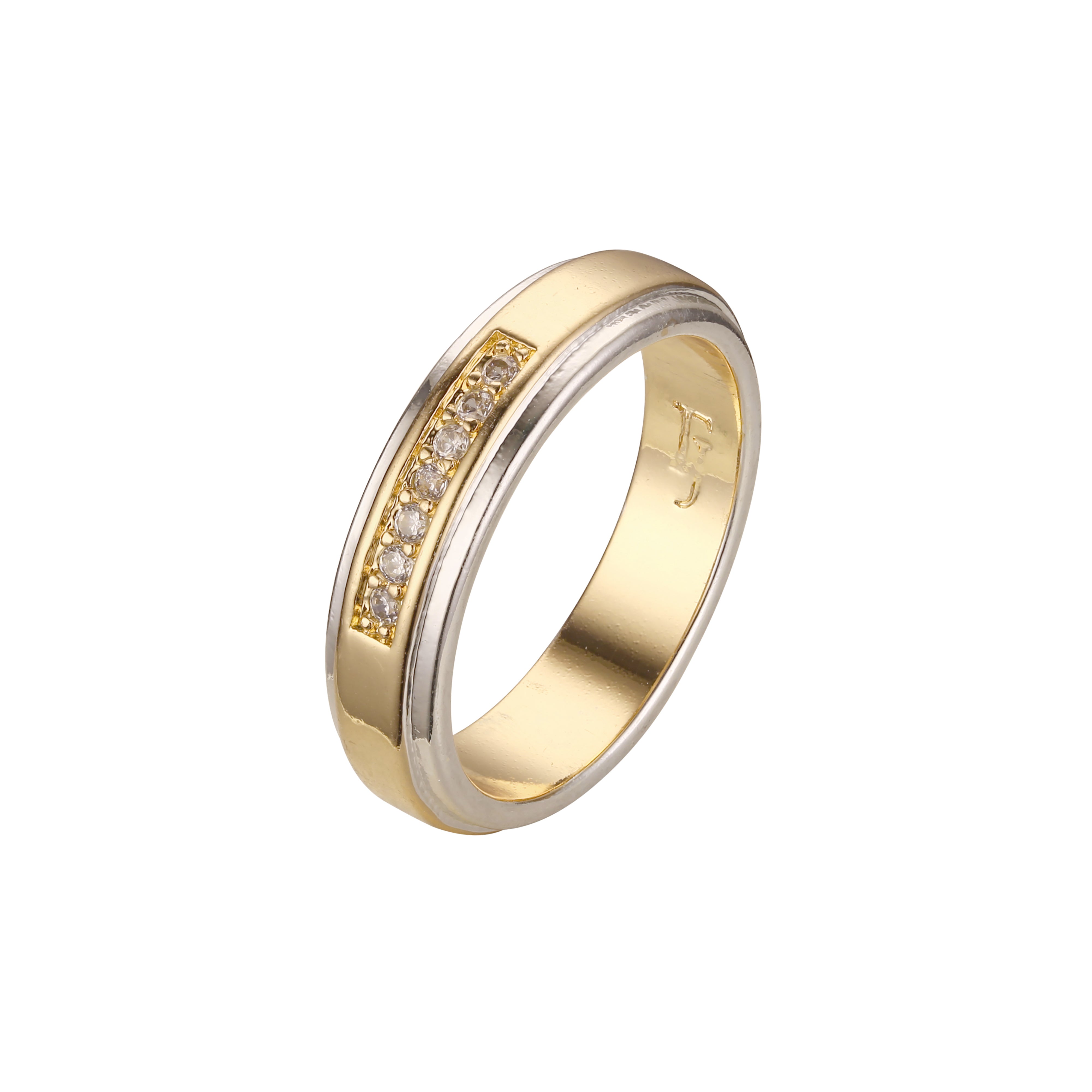Двухцветные кольца из Красное золото 585 пробы с семью камнями