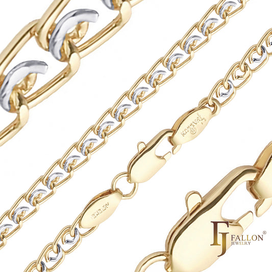 Cadenas de eslabones tipo cable Weaving love chapadas en oro de 14 quilates, dos tonos, oro de 18 quilates