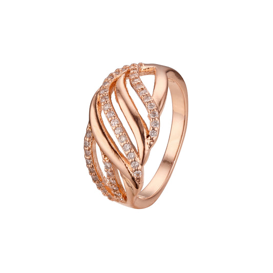 .Anéis modernos em ouro 14K, cores banhadas em ouro rosa