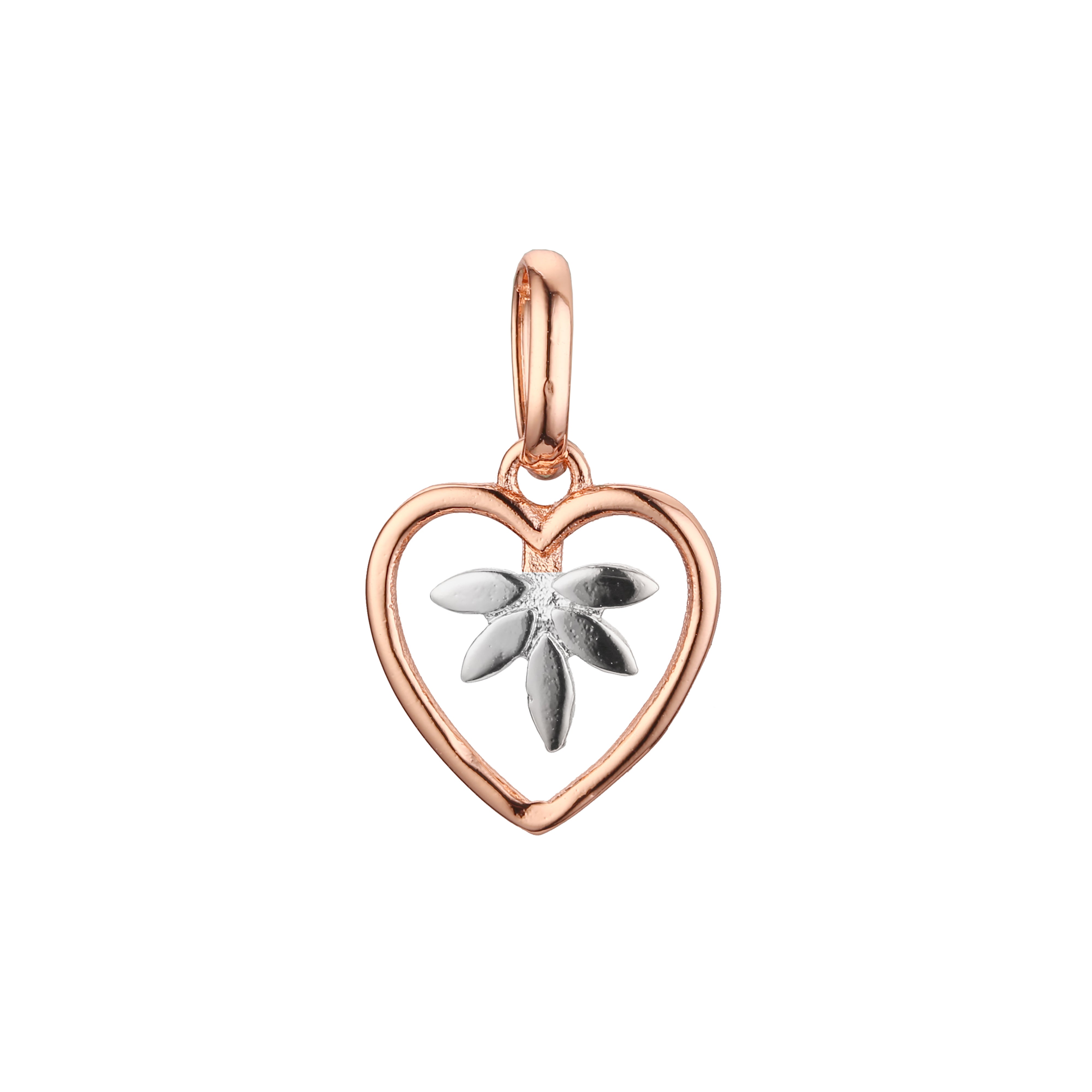 Heart and leaves pendant in Rose Gold two tone, 14K Gold plating colors