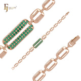 New developing buckle link cluster Emerald mixed White CZs 14K Gold, Rose Gold, White Gold Bracelets