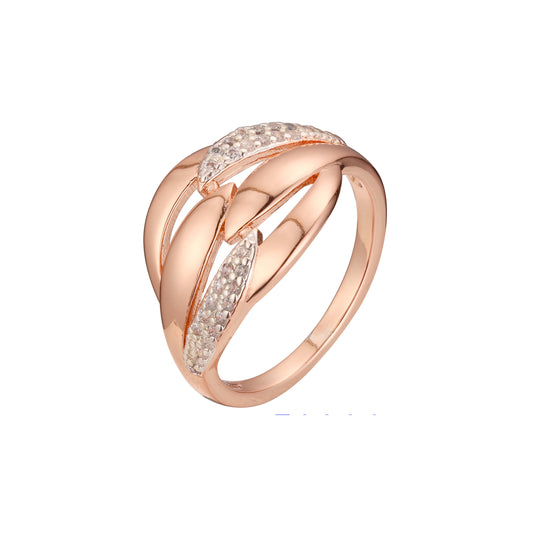 Anéis de cluster com garras em ouro rosa, duas cores de revestimento