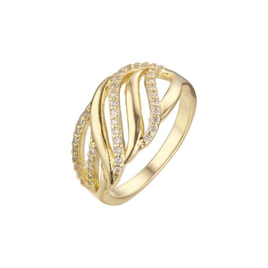 .Anéis modernos em ouro 14K, cores banhadas em ouro rosa