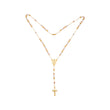 Dreifarbige Halskette mit ausgefallenen Perlen und Scheiben aus 14-kar?tigem Gold und Ros¨¦gold
