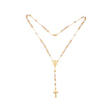 Dreifarbige Halskette mit ausgefallenen Perlen und Scheiben aus 14-kar?tigem Gold und Ros¨¦gold