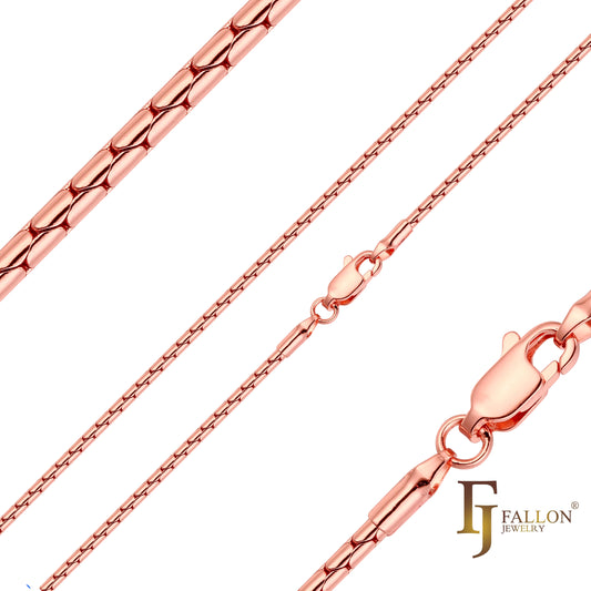 Компактные тонкие звенья цепи Boston с покрытием из 14-каратного розового золота