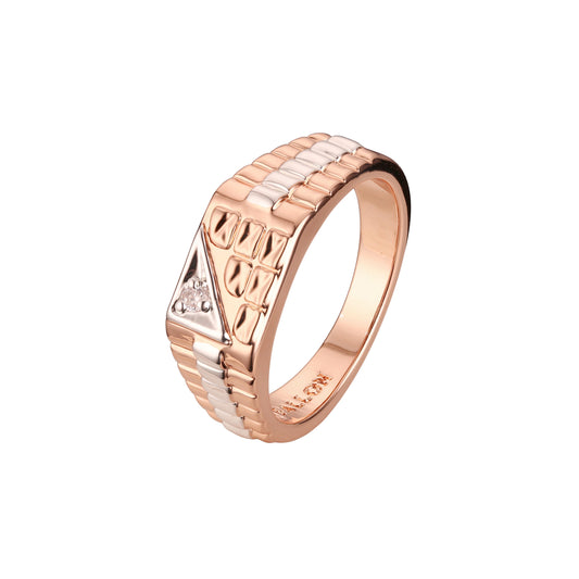 Anéis masculinos de dois tons em ouro rosé
