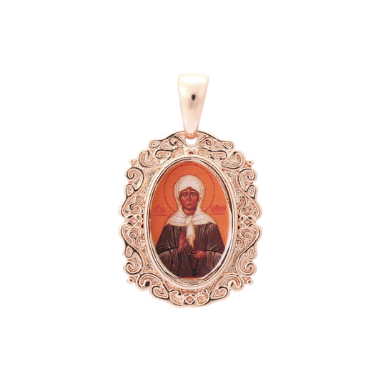 Кулон Портрет святой Матроны из Красное золото 585 пробы