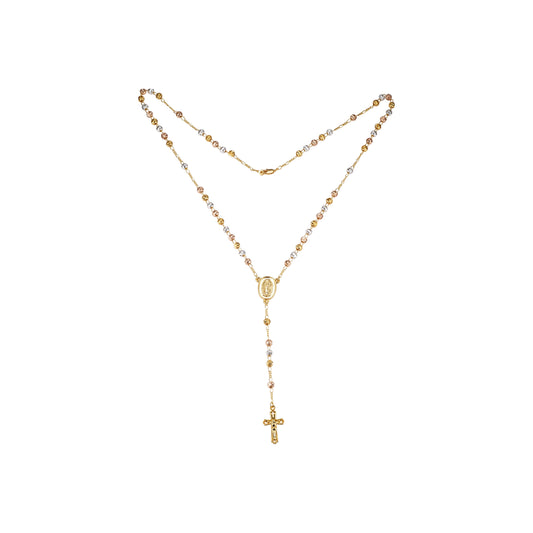 Katholische Rosenkranz-Halskette der italienischen Jungfrau von Guadalupe, vergoldet mit zweifarbigem 14-kar?tigem Gold
