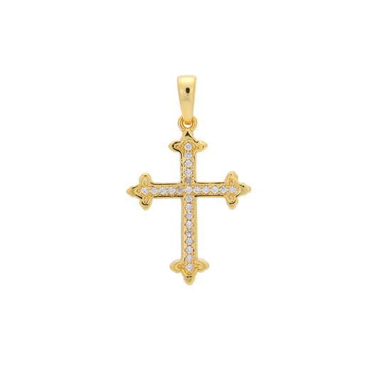 Colgante de Oro 14K con cruz latina en capullo