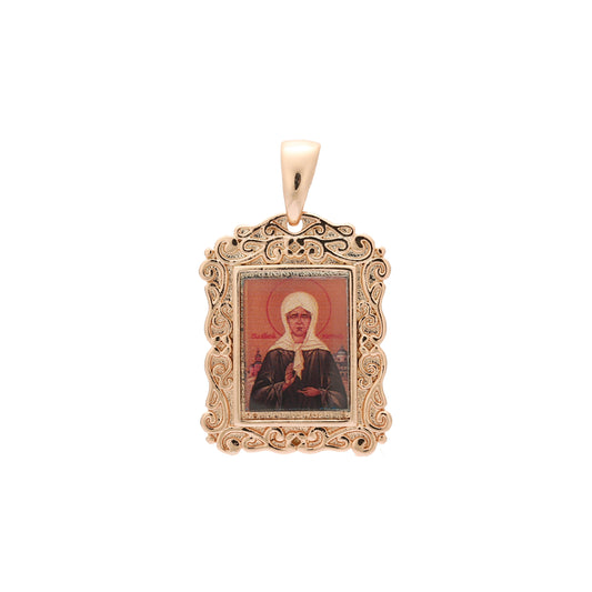 Религиозный кулон Святой Матроны из розового золота