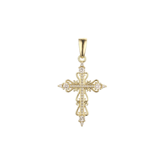 .Colgante con cruz latina en oro de 14 quilates, oro rosa, chapado en oro de 18 quilates