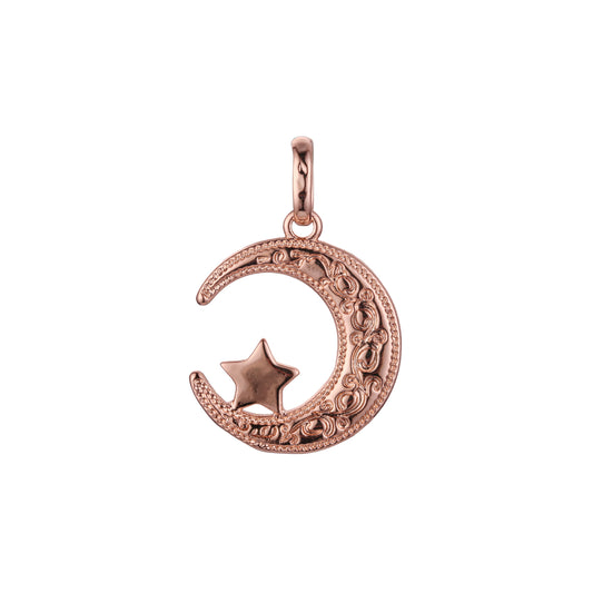 Islamic pendant of the moon and temple in 14K Gold, Rose Gold two tone plating colors
