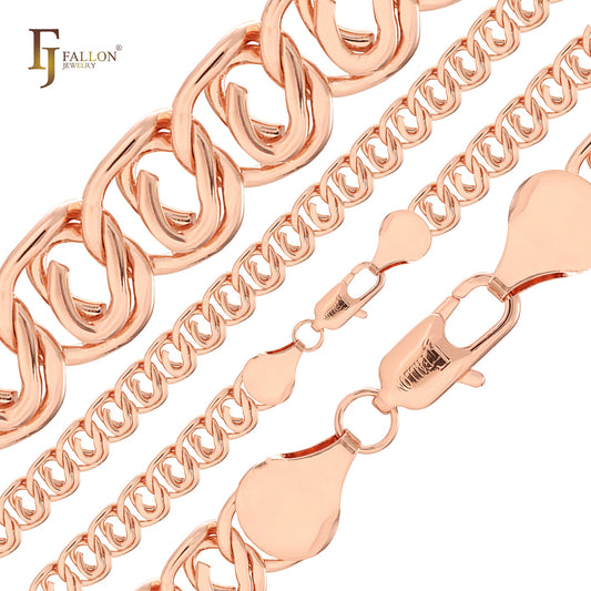 Плетенные сердечки соединяют цепи GQ с покрытием из белого и розового золота.