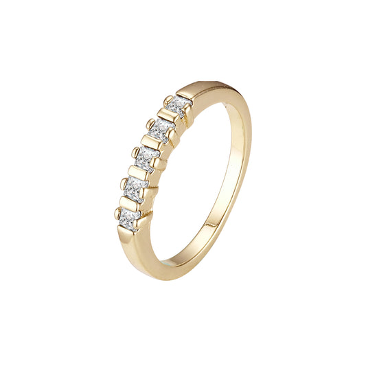 Желтое золото 585е обручальное кольцо с пятью кольцами с изумрудной огранкой