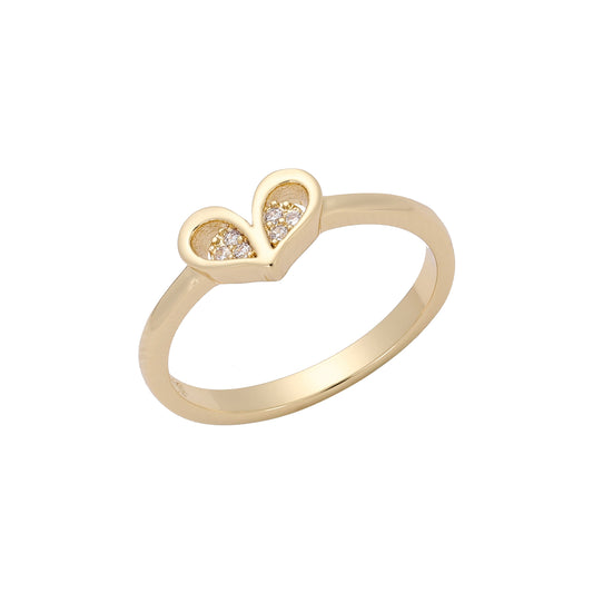 Anéis de coração de ouro 14K