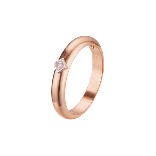 18K ゴールド、ローズゴールドのツートーンメッキカラーの結婚指輪