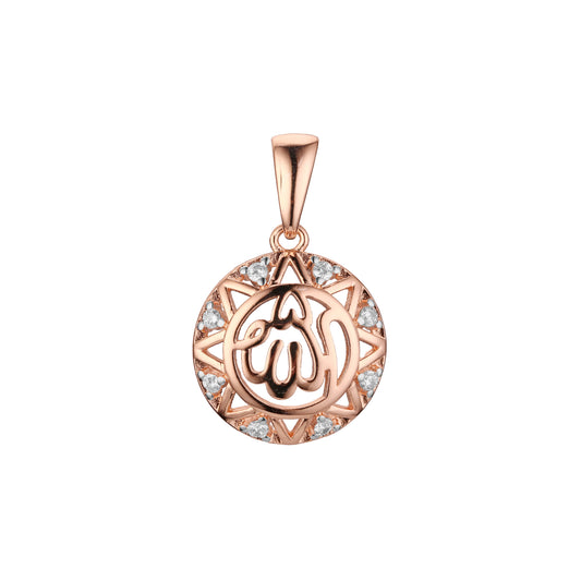 Pingente islâmico com sinal de Alá em ouro rosa, cores de revestimento de dois tons