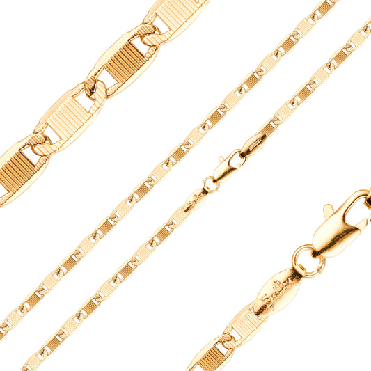Cadenas martilladas con banda de eslabones Mariner chapadas en oro de 14 quilates, oro rosa, oro de 18 quilates
